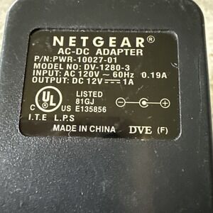 Netgear Genuine AC/DC Power Adapter PN: PWR-10027-01 Model No: DV-1280-3